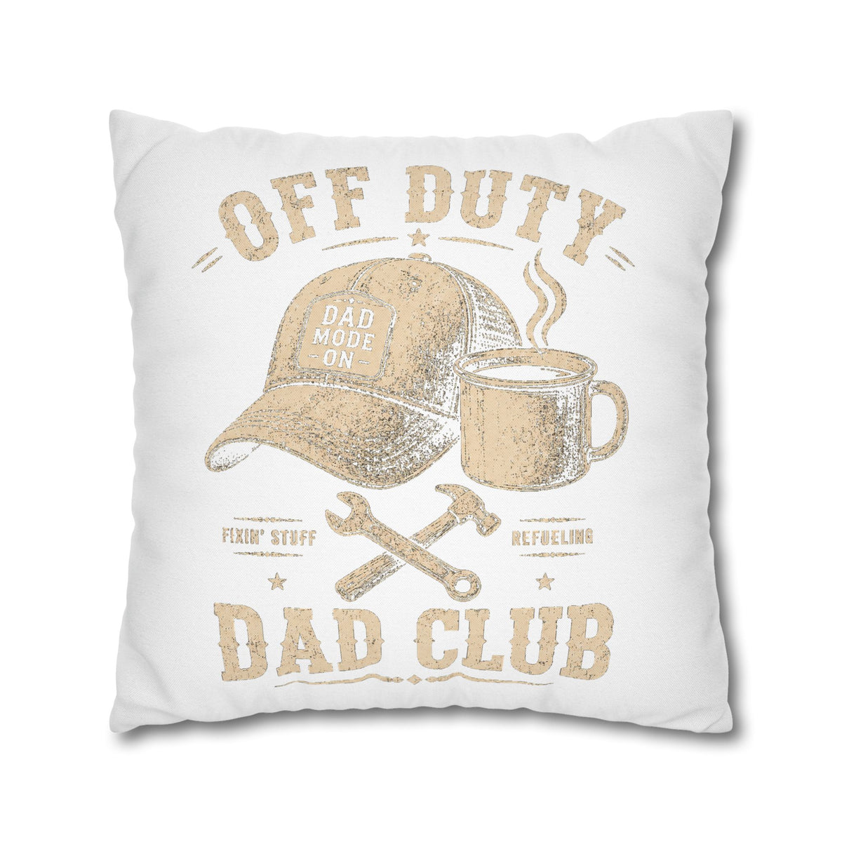 Off Duty Dad Club Throw Pillowcase – Coffee & Tools Accent Pillow Cover Milo Bailey Dog Dad Mom