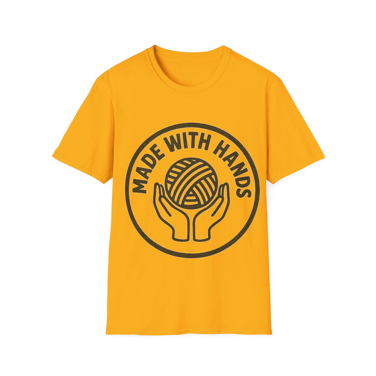 "Made With Hands" Vintage Ball of Yarn Logo Tee - Crafting Crochet Retro White T-Shirt - Trending Now - September 2026