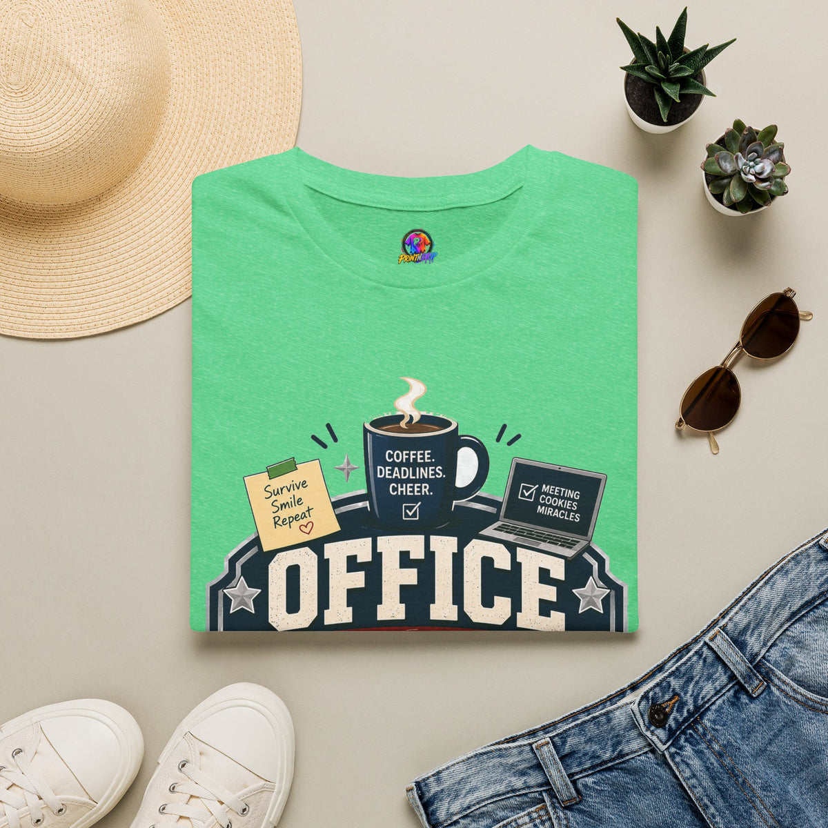 Office Holiday Survivor T-Shirt — Coffee, Deadlines & Cheer Work Shirt