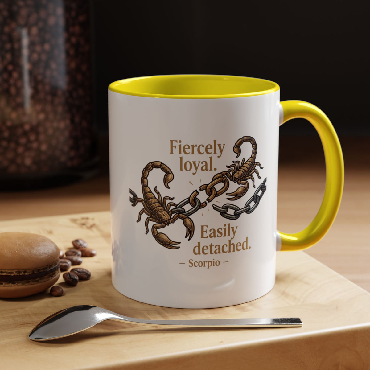 Scorpio Mug — "Fiercely Loyal. Easily Detached." Zodiac Coffee Cup