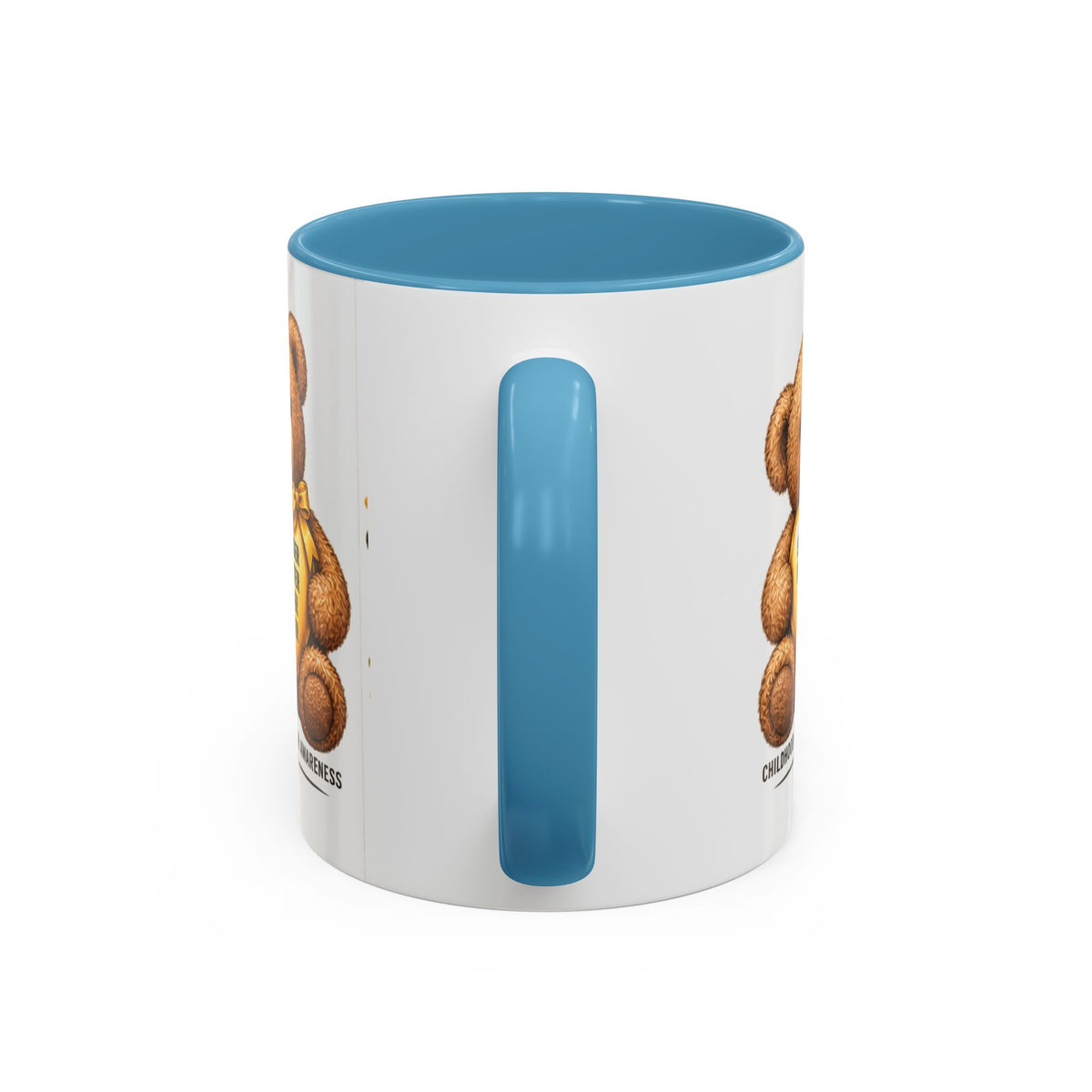 Childhood Cancer Awareness Coffee Mug — 'Stronger Brighter Kinder Braver' Teddy