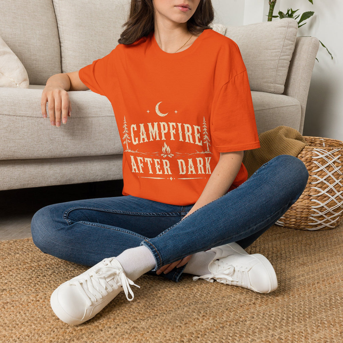 Campfire After Dark T-Shirt — Moonlit Camping Graphic Tee