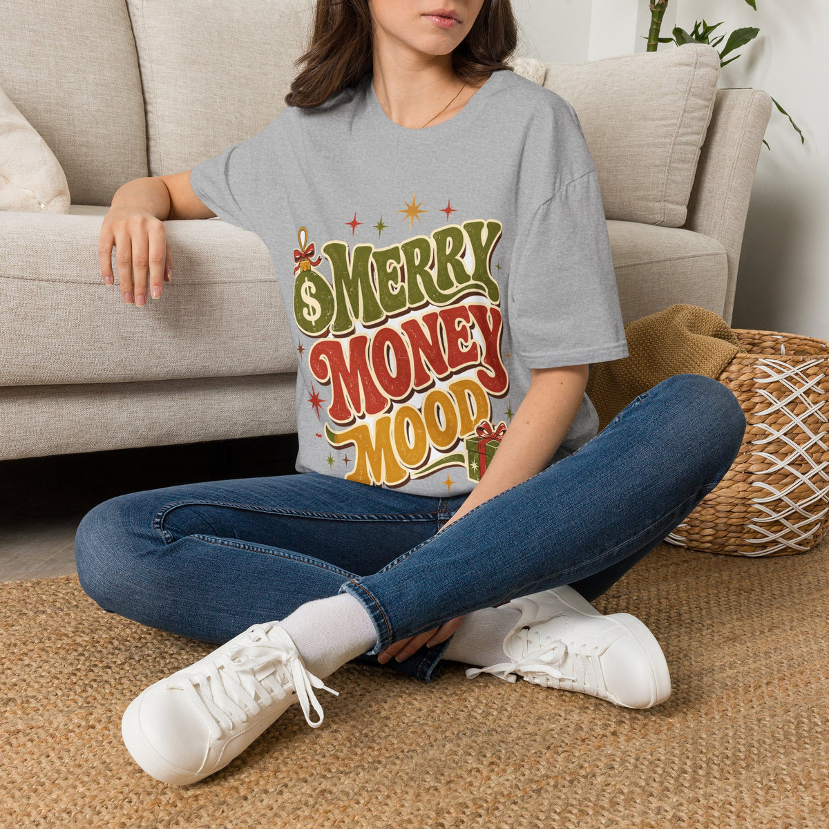 Merry Money Mood T‑Shirt — Retro Holiday Graphic Tee