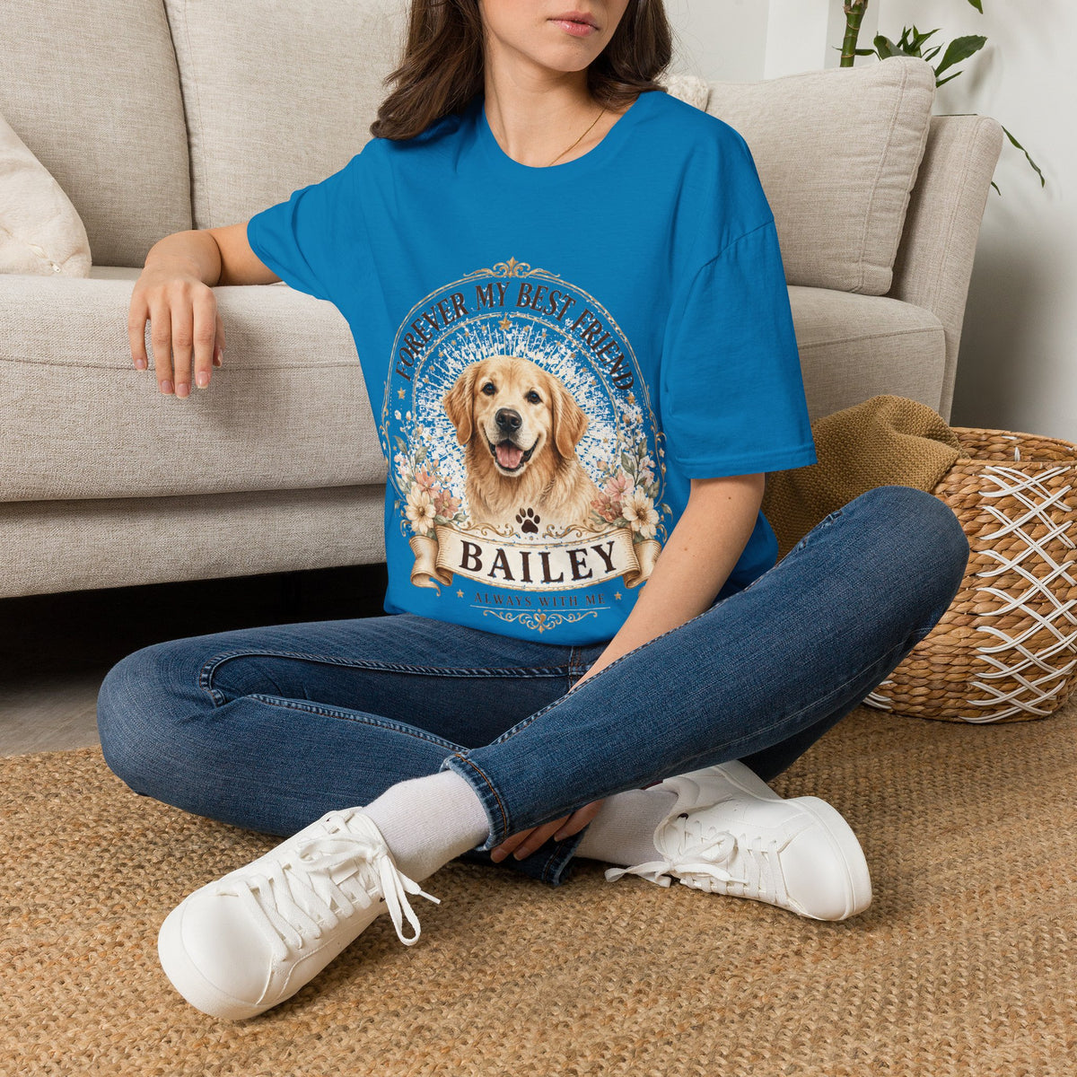 Forever My Best Friend Dog T-Shirt — Personalized Pet Name Golden Retriever Tee
