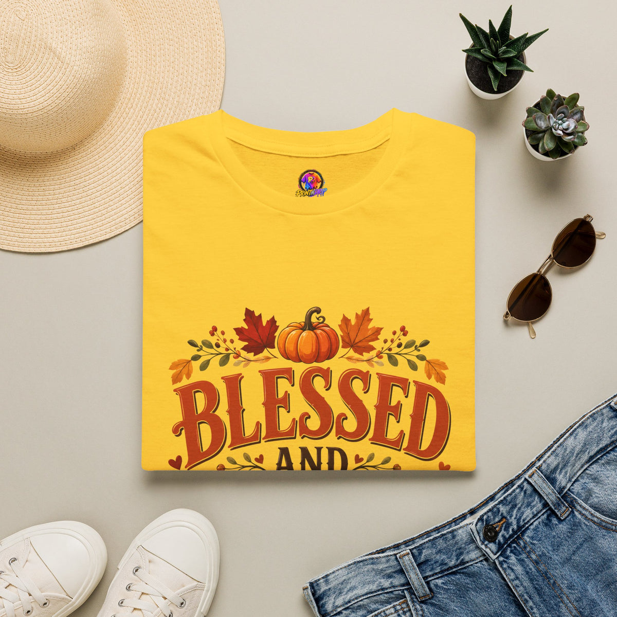 Thanksgiving T-Shirt Blessed and Stuffed Thanksgiving T-Shirt