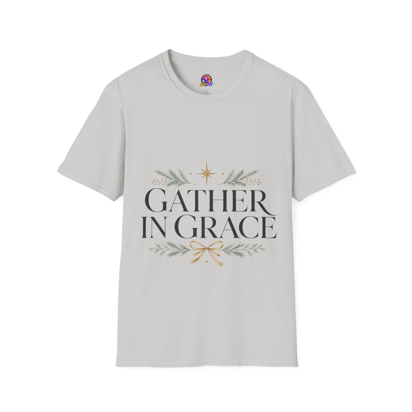 Gather in Grace T-Shirt — Elegant Holiday Floral Typography Tee