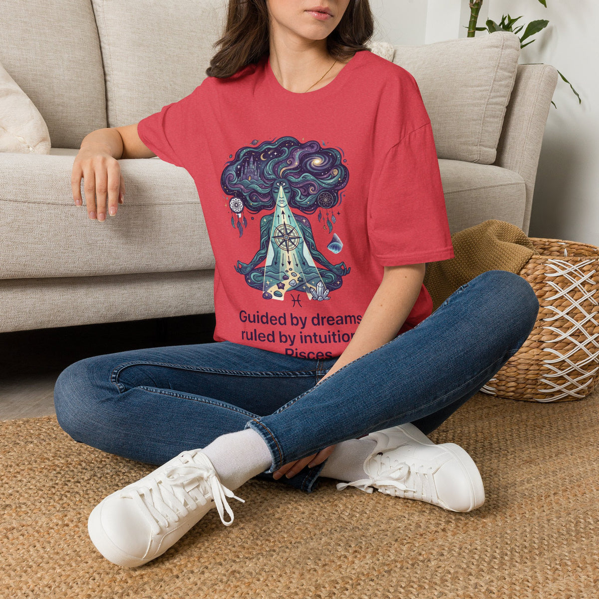 Pisces Zodiac Meditative Pisces T‑Shirt — 'Guided by dreams, ruled by intuition' Zodiac Tee