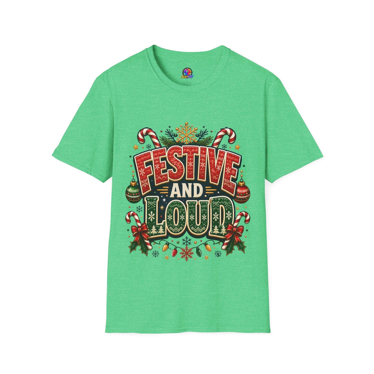 Festive and Loud Holiday T-Shirt — Christmas Candy Cane Graphic Tee