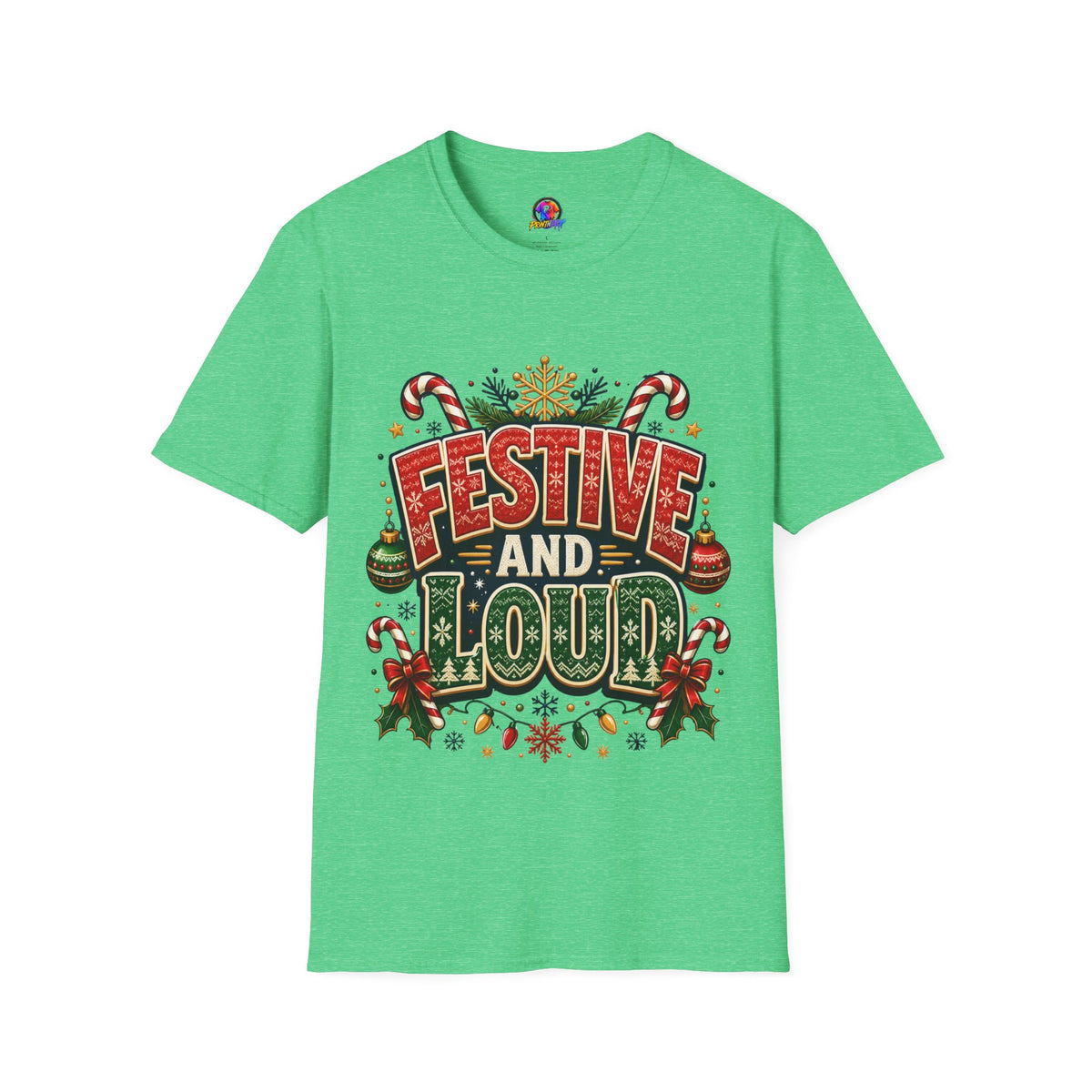 Festive and Loud Holiday T-Shirt — Christmas Candy Cane Graphic Tee