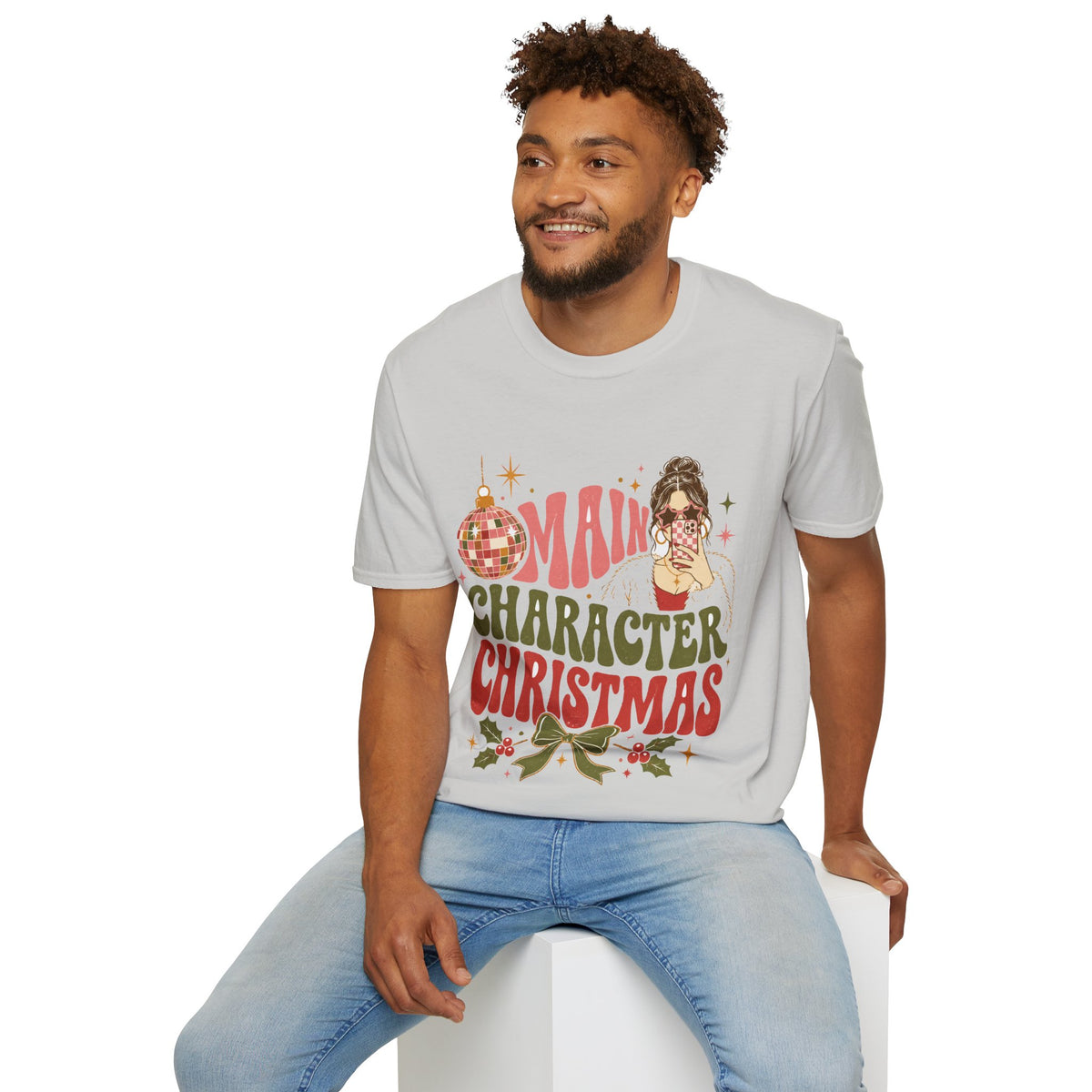 Christmas T-Shirt — "Main Character Christmas" Graphic Tee (Holiday Mom Aesthetic)