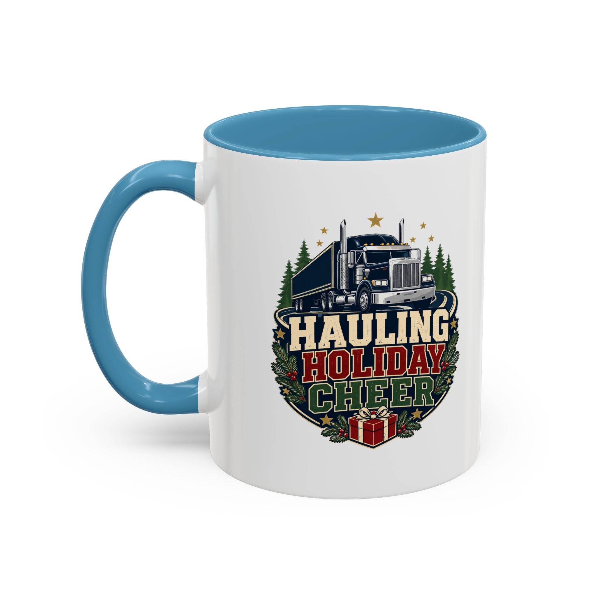 Modern Day Christmas Hauling Holiday Cheer Coffee Mug