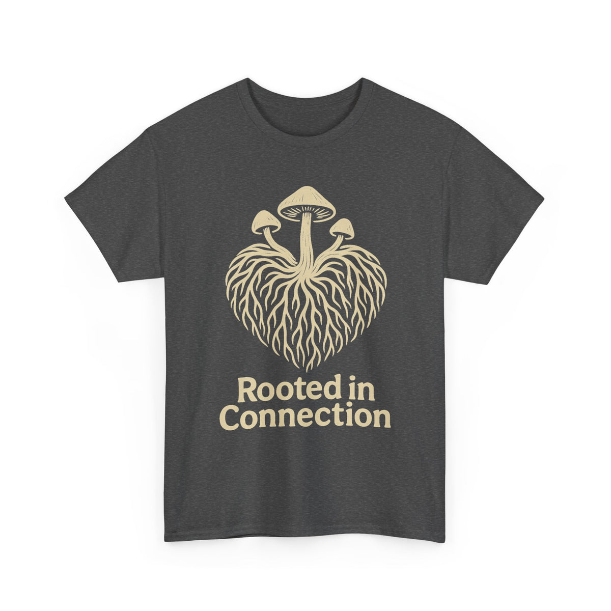 Rooted in Connection Mushroom Graphic Tee - Aesthetic Nature T-Shirt - Trending Now - September 2026