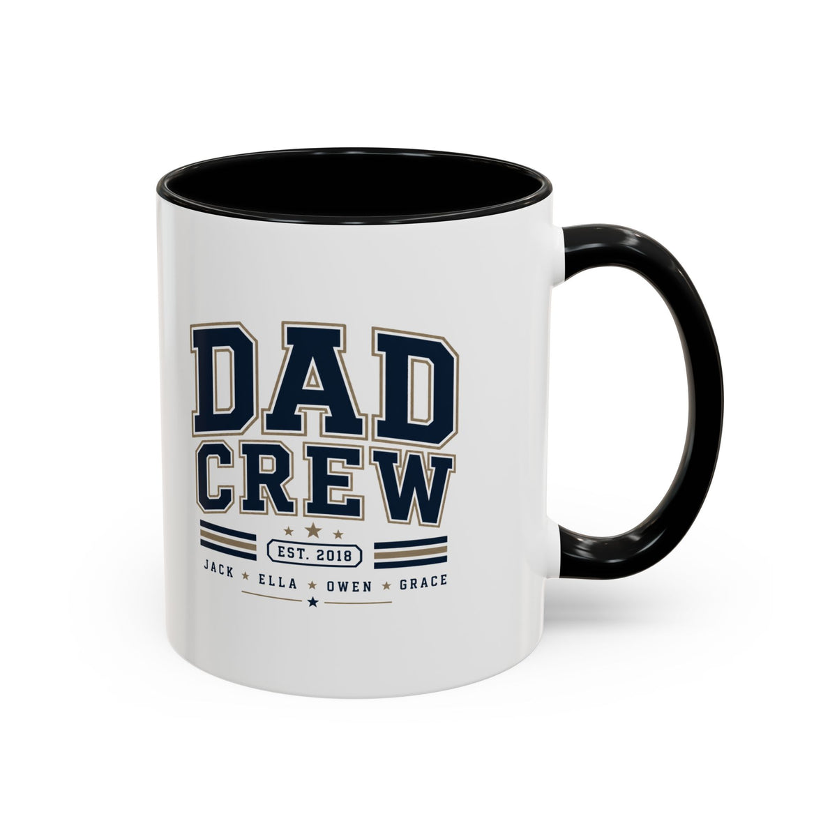 Milo Bailey Dog Dad Mom Dad Crew Accent Coffee Mug — Personalized Family Names, Established Date Coffee Cup