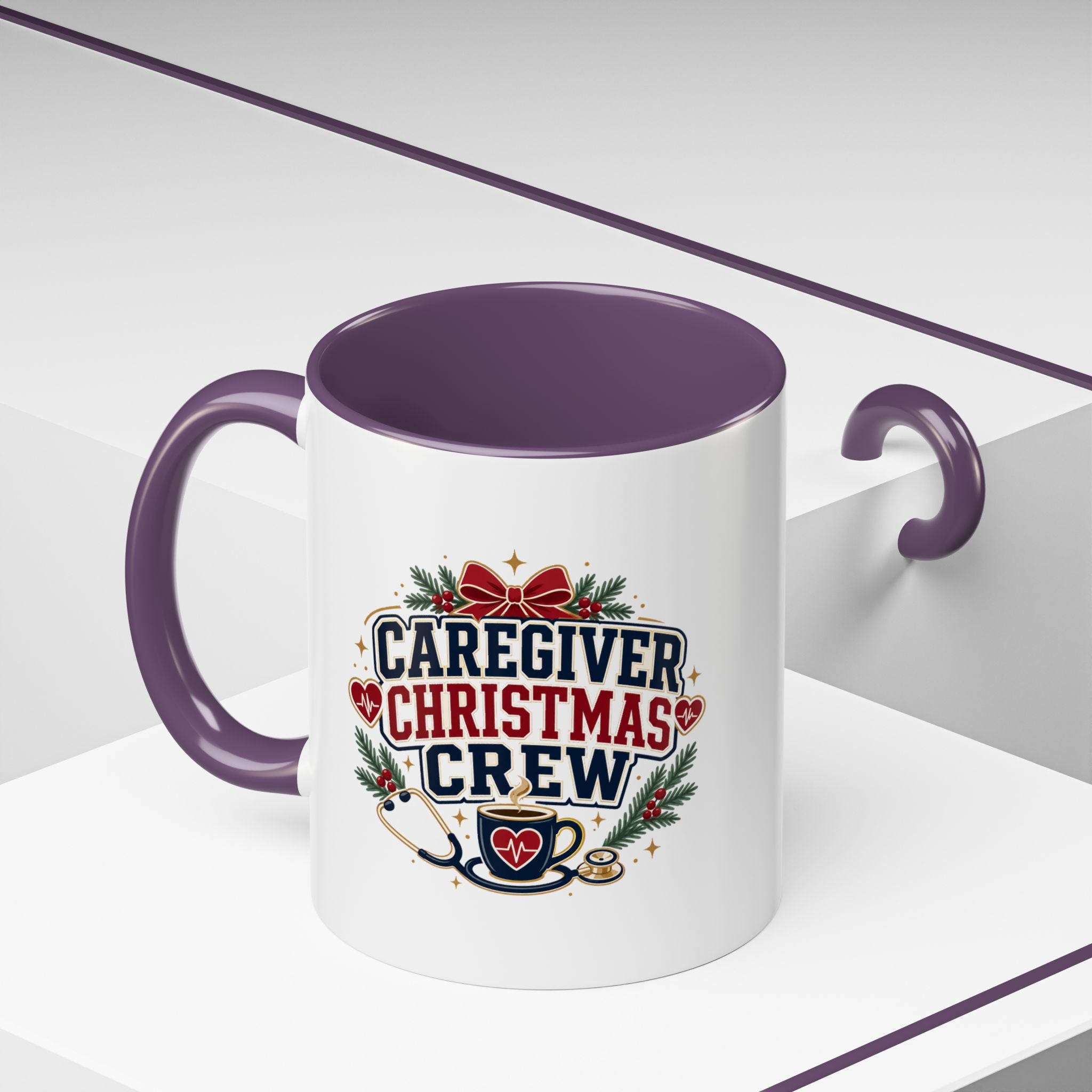 Modern Day Christmas Caregiver Christmas Crew Accent Coffee Mug – Holiday Nurse & Caregiver Gift (11/15oz)