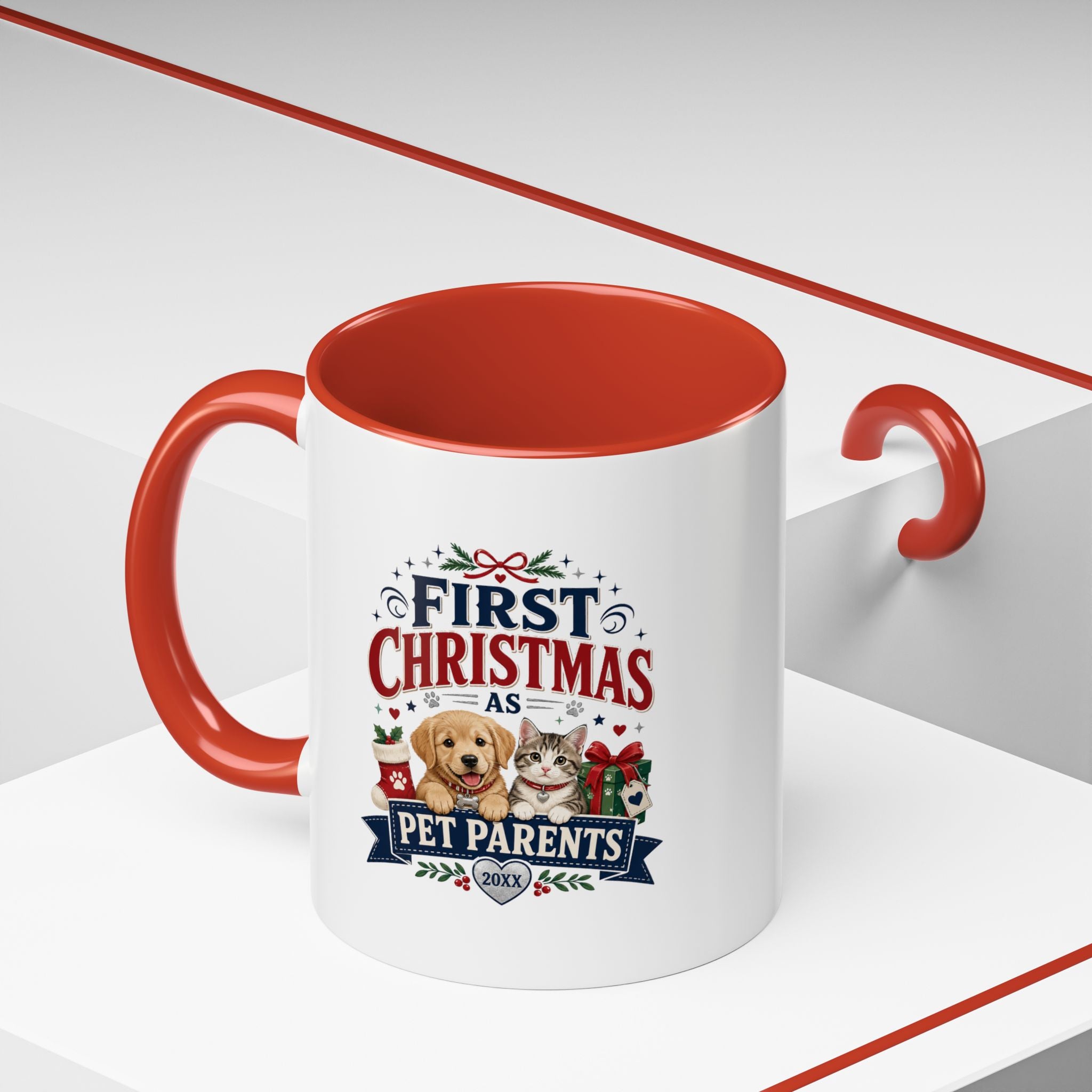 Christmas First Christmas as Pet Parents Coffee Mug — Cute Dog & Cat Holiday Gift