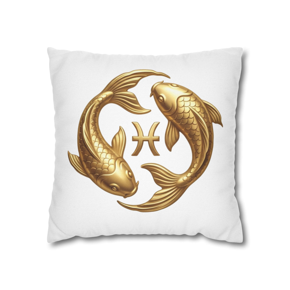 Pisces Zodiac Pillowcase — Gold Koi Fish Astrological Decorative Pillow Cover