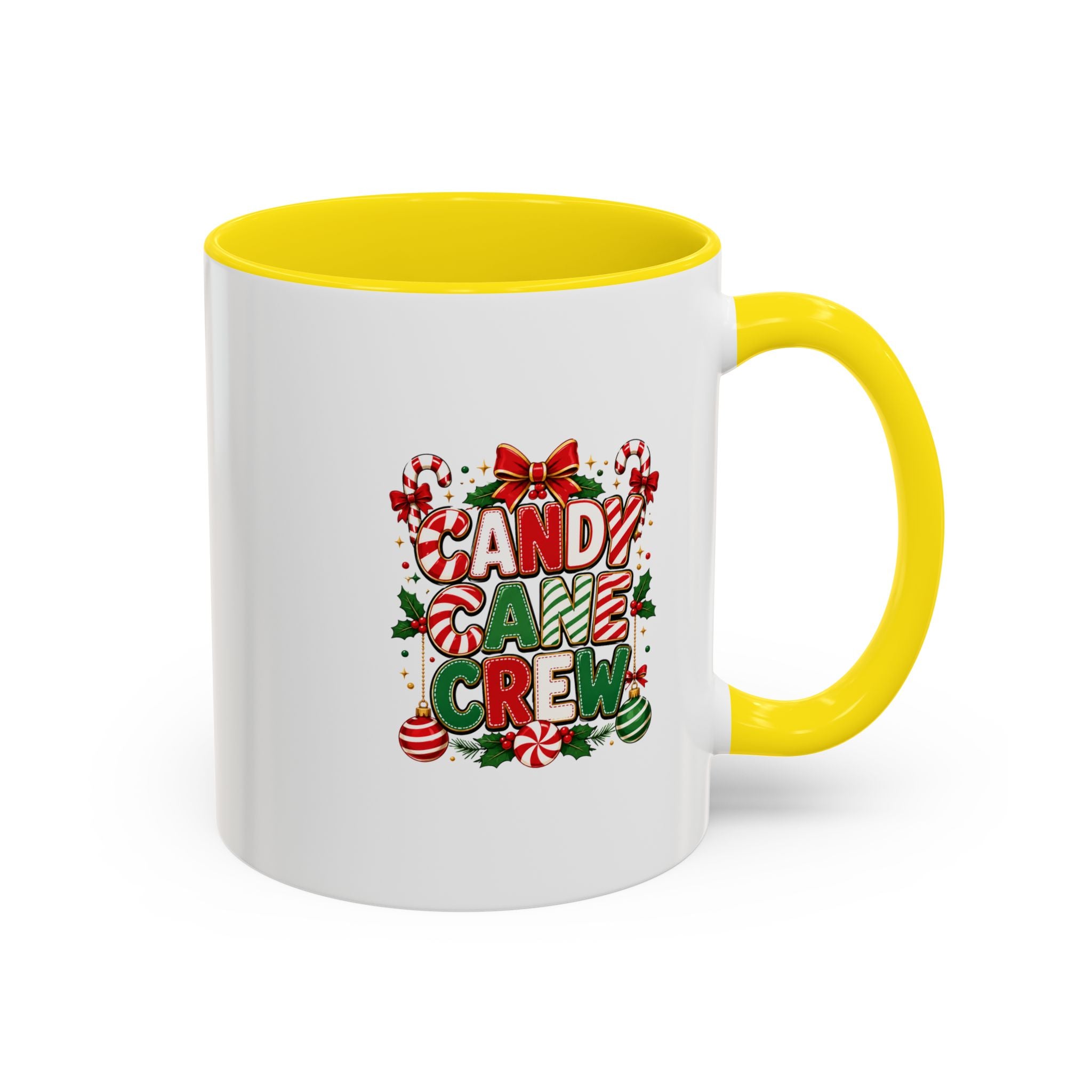 Candy Cane Crew Accent Coffee Mug — Christmas Holiday Hot Cocoa Cup