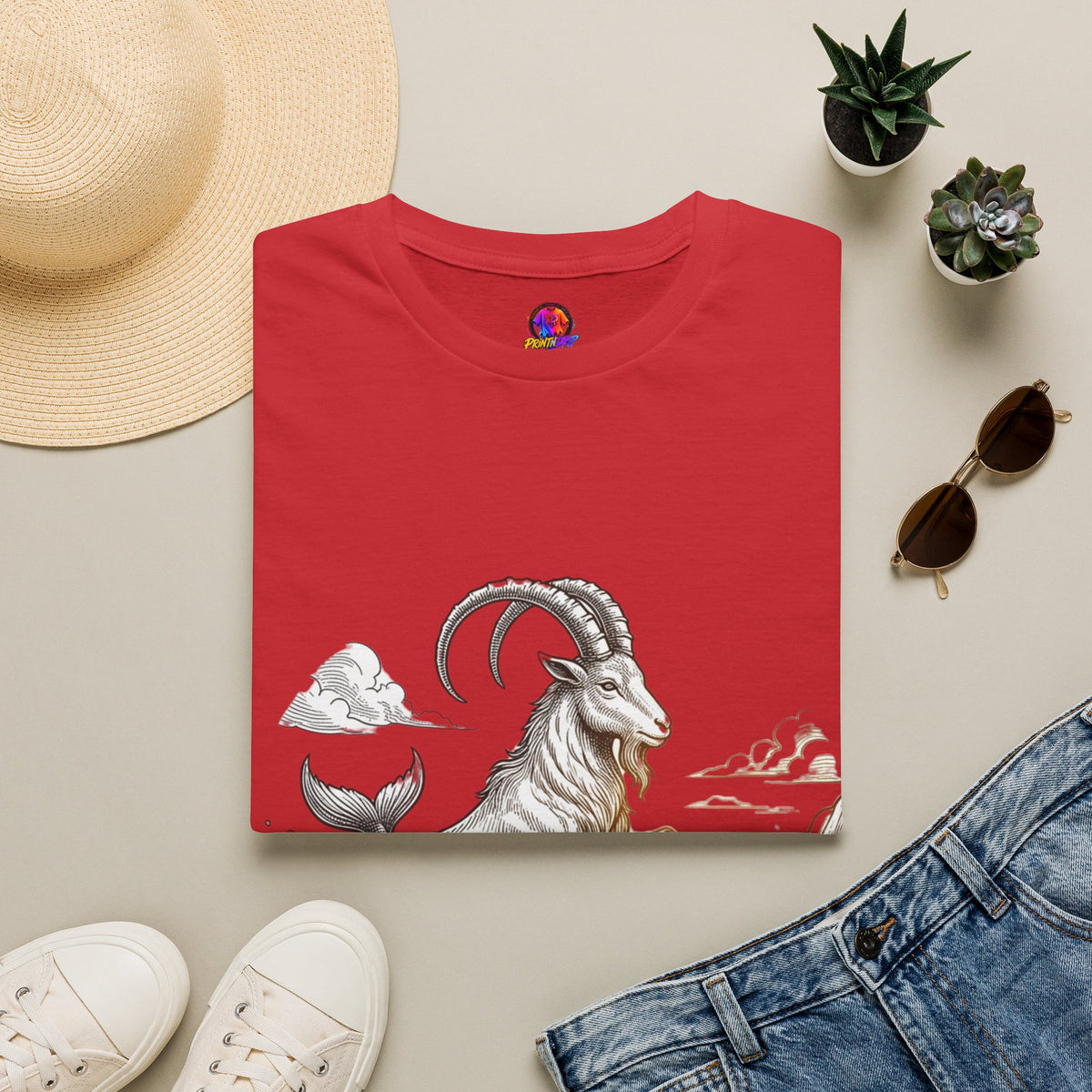Capricorn Goat-Mermaid T-Shirt — Mythical Sea Goat Zodiac Tee