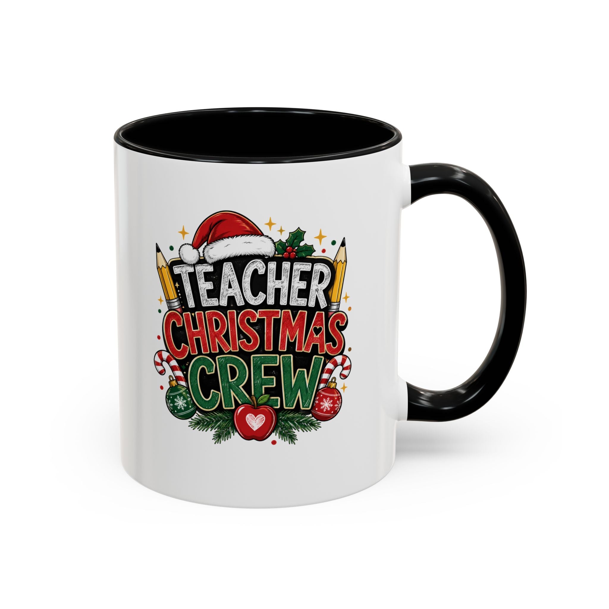 Teacher Christmas Crew Accent Coffee Mug – Holiday Teacher Gift