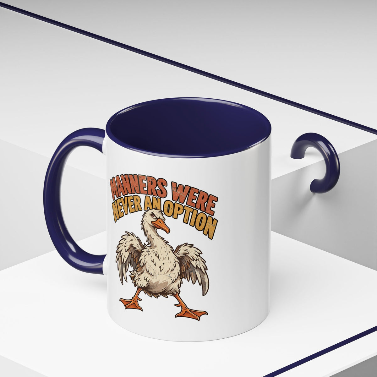 Coffee Mug — "Manners Were Never An Option" Funny Rude Chicken Accent Mug
