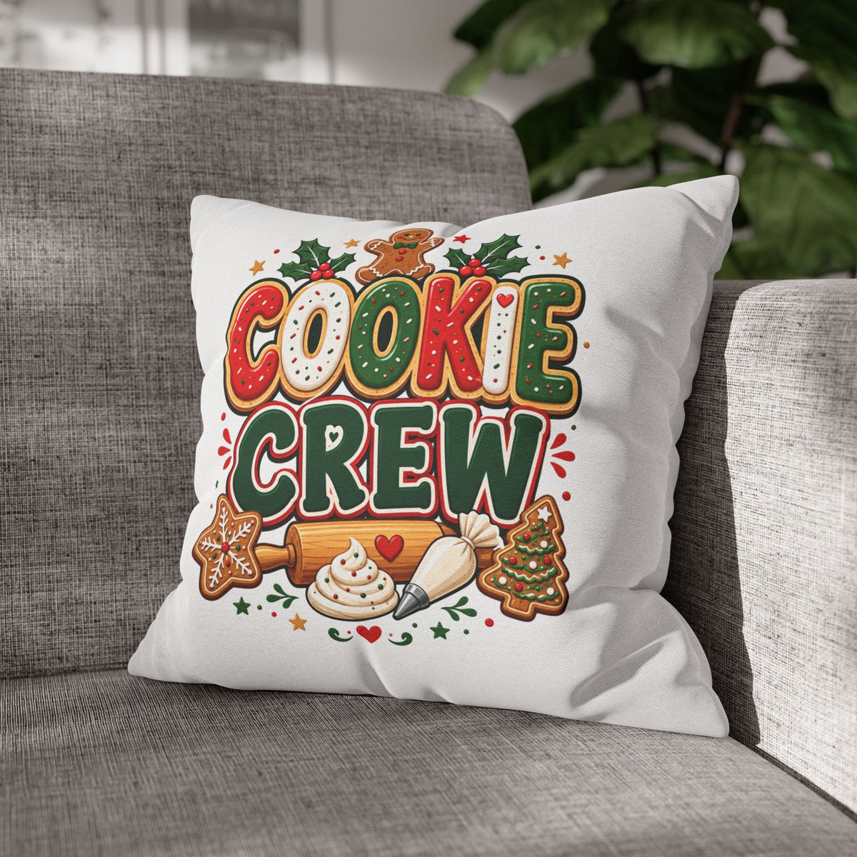 Christmas Cookie Crew Holiday Pillow — Festive Baking Christmas Throw Pillowcase