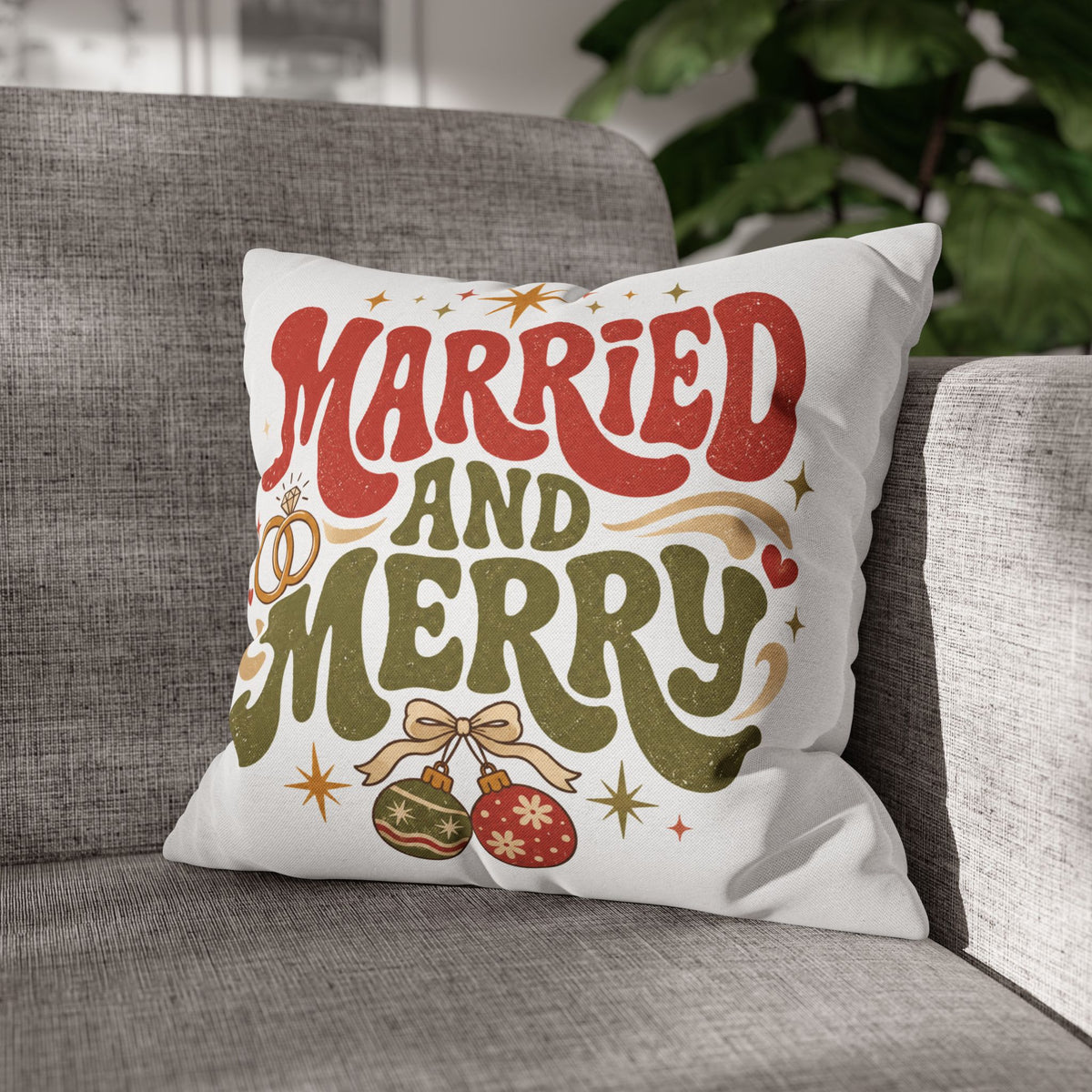Christmas Married and Merry Holiday Pillowcase