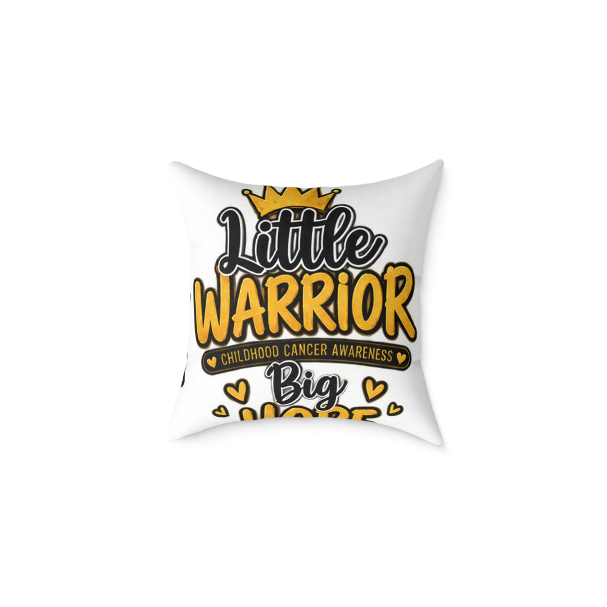 Little Warrior Childhood Cancer Awareness Pillow — Square Poly Canvas Throw Pillow