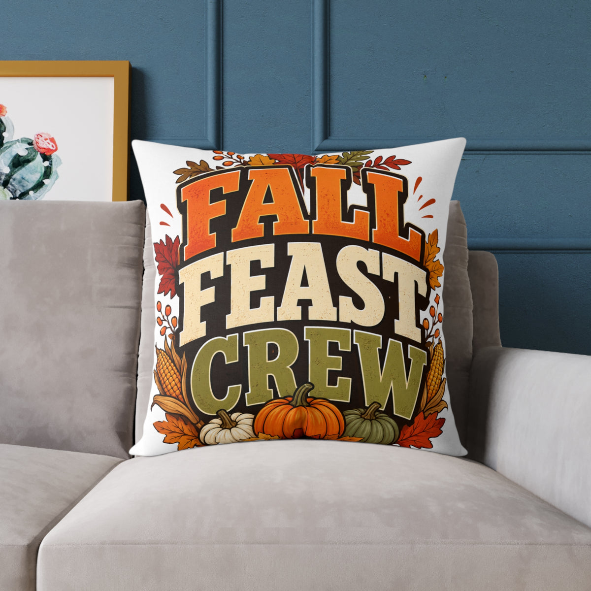 Thanksgiving Fall Feast Crew Pillow - Thanksgiving Decorative Throw Cushion