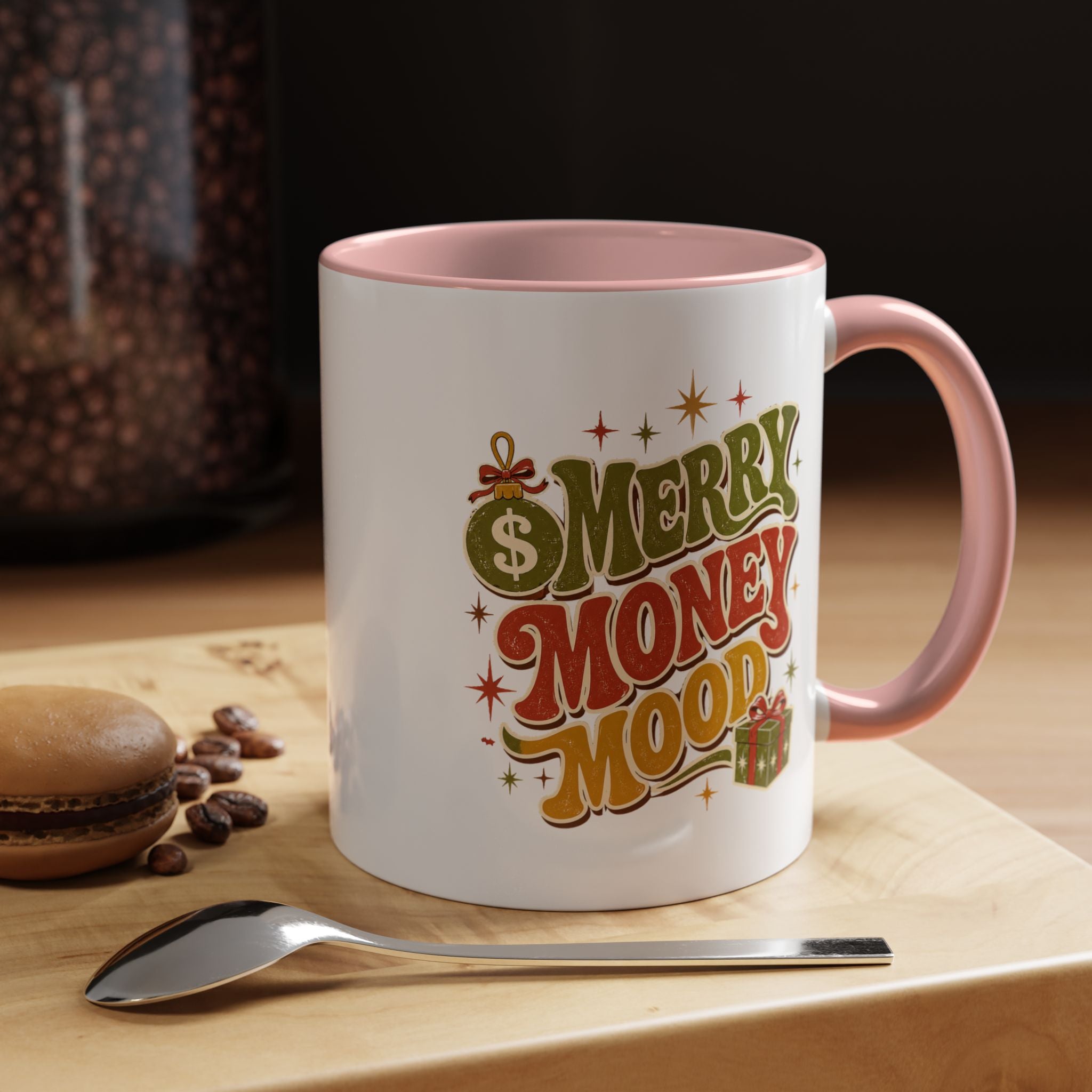 Modern Day Christmas Merry Money Mood Coffee Mug – Holiday Retro Gift Mug