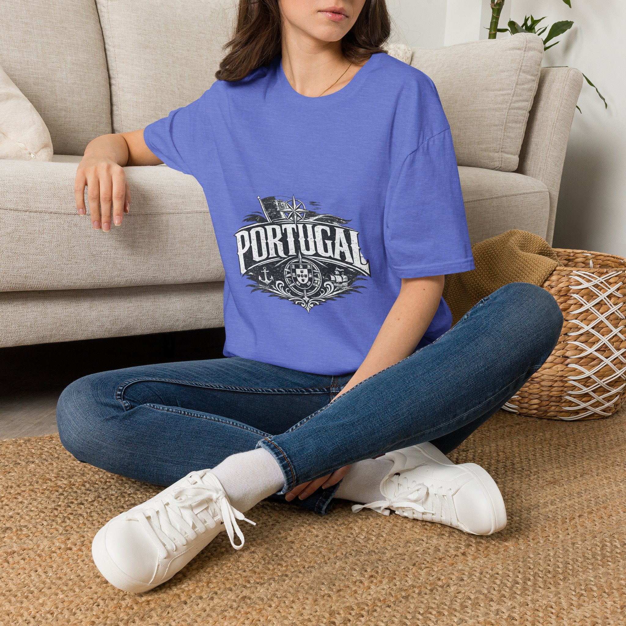 Portugal Vintage Compass T-Shirt — Nautical Travel Souvenir