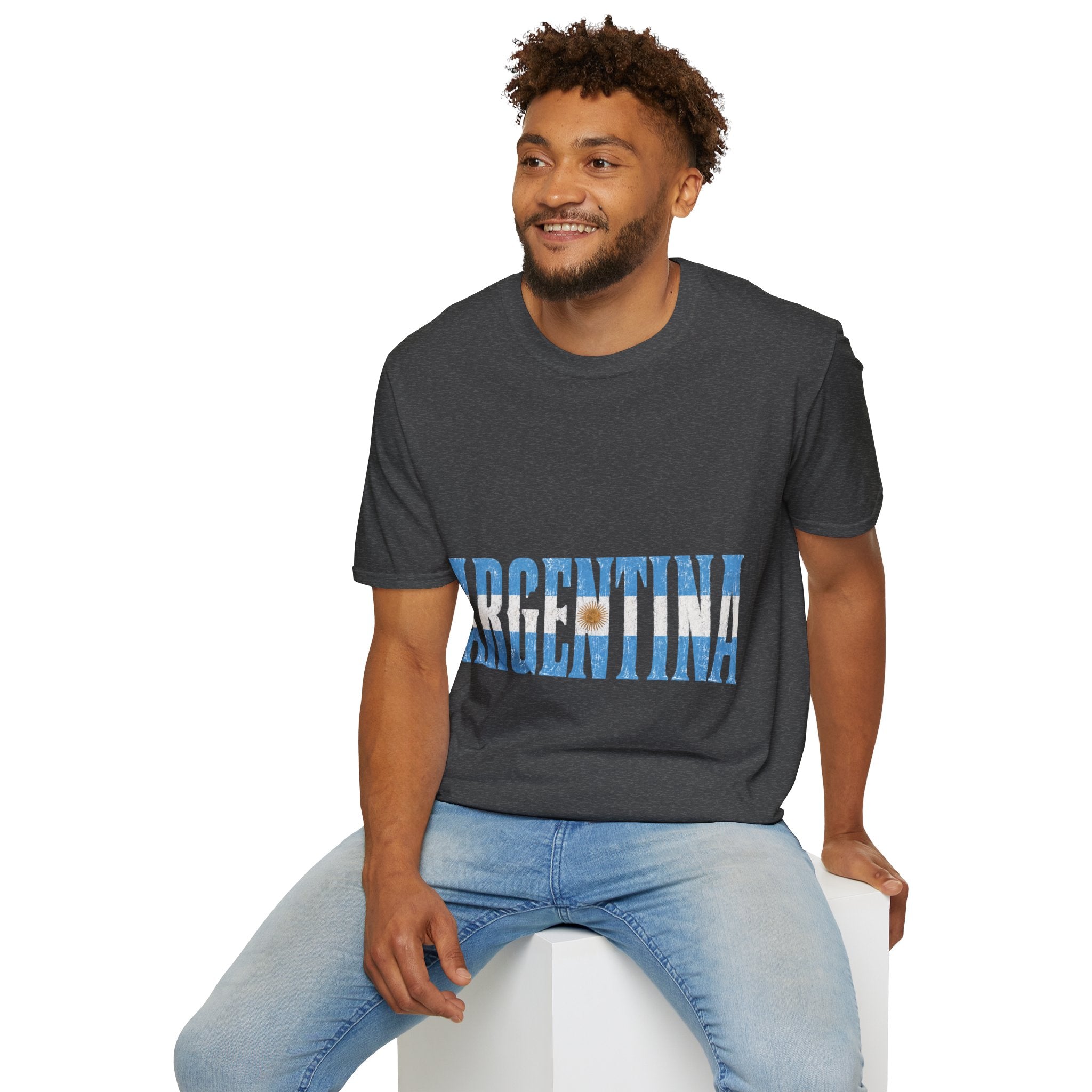 Argentina Beach Vibes T-Shirt — Distressed Blue "ARGENTINA" Graphic