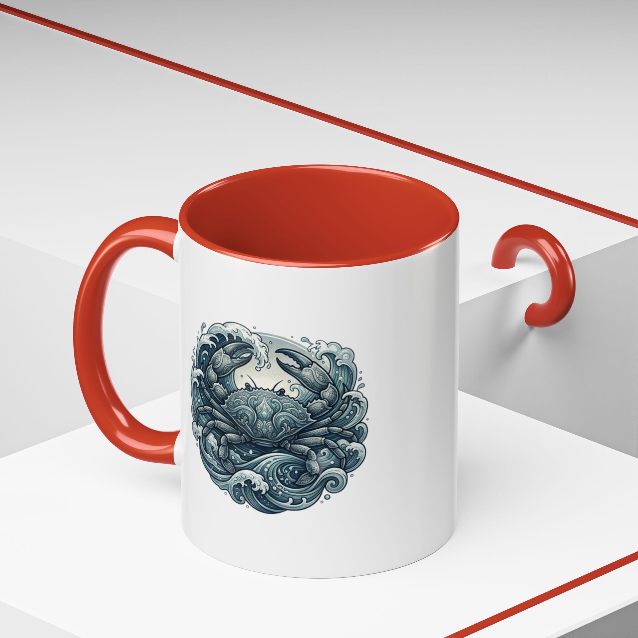 Crab Wave Accent Coffee Mug — Nautical Ocean Art