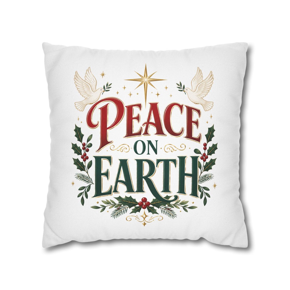 Christmas Peace on Earth Holiday Pillowcase — Christmas Decorative Throw Pillow Cover