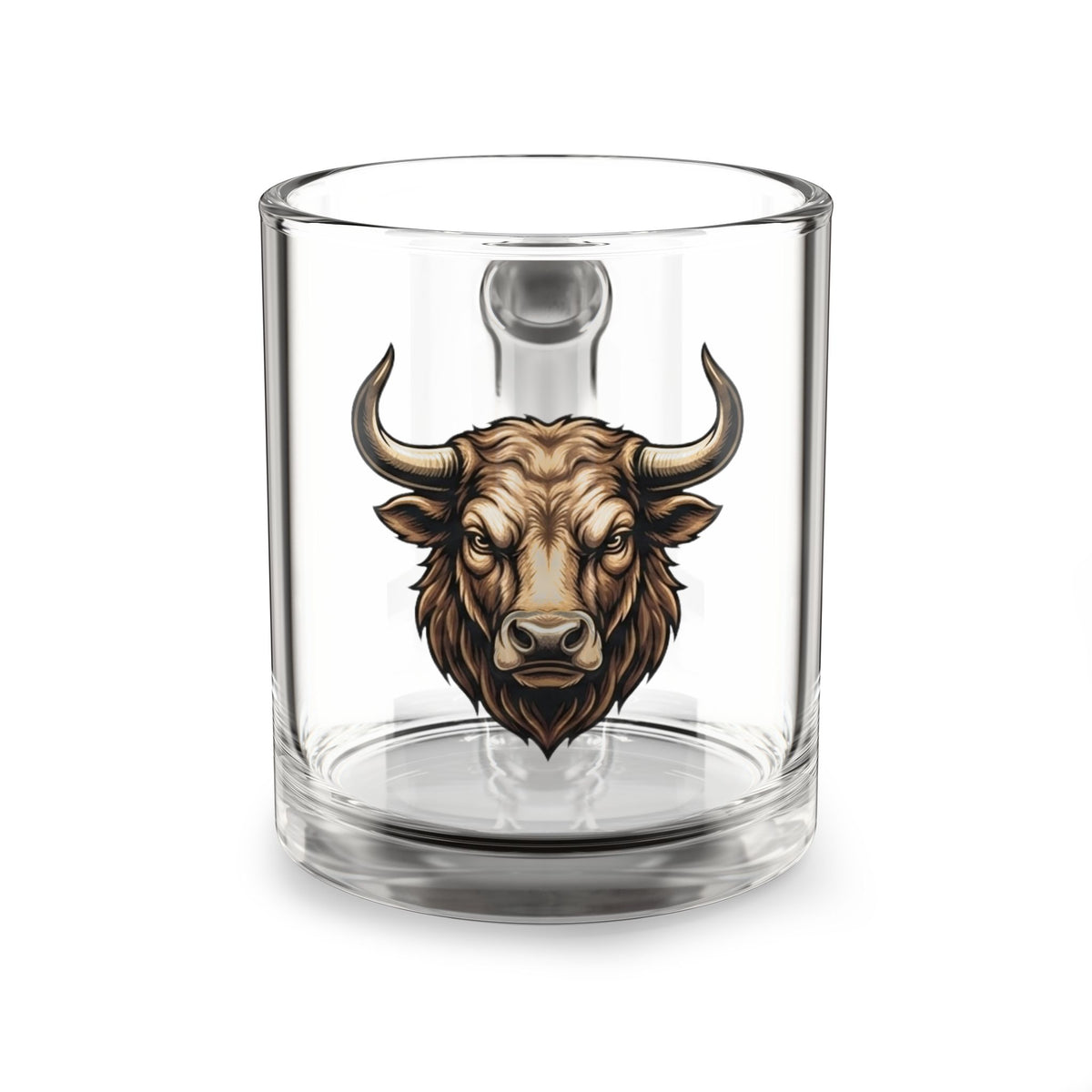 Taurus Zodiac Glass Mug Bull Head Glass Mug — 10oz Rustic Bison Coffee Cup, Gift for Ranchers & Animal Lovers