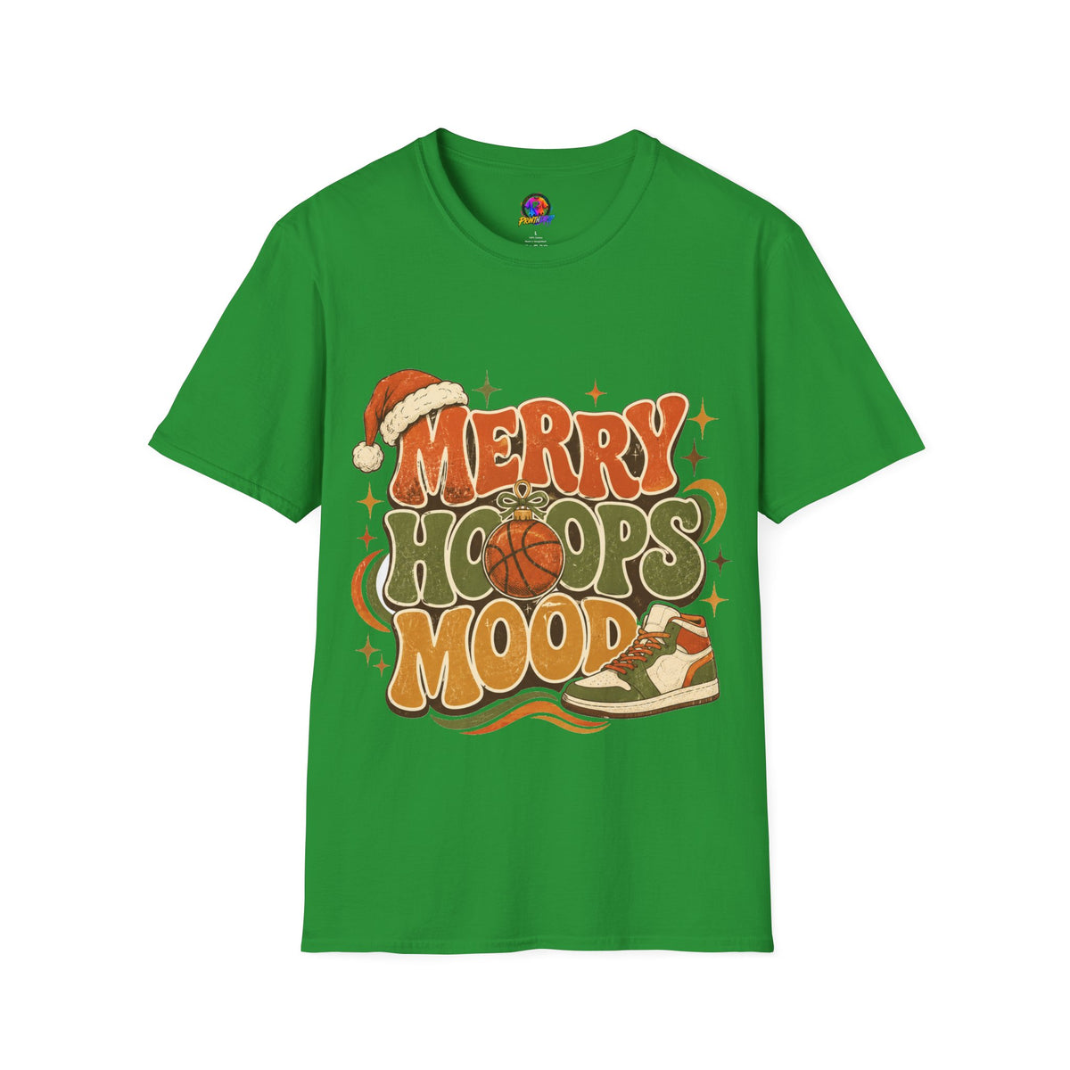 Merry Hoops Mood T-Shirt — Retro Holiday Basketball Christmas Tee