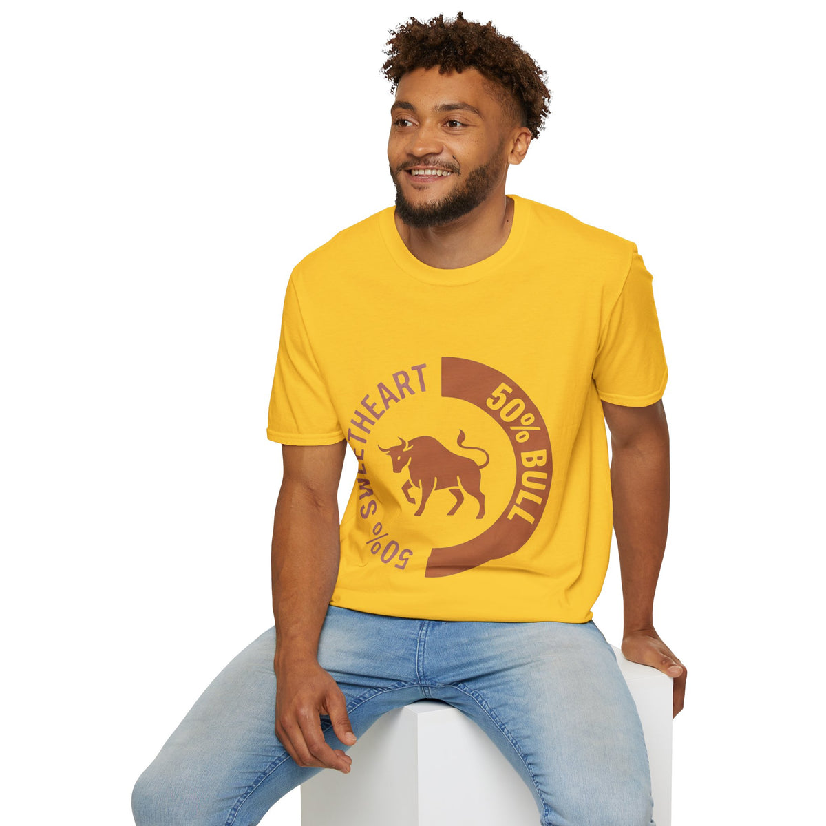 Bull Percentage Graphic T-Shirt — "50% Bull, 50% Sweetheart" Casual Tee