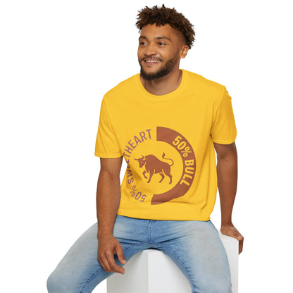 Bull Percentage Graphic T-Shirt — "50% Bull, 50% Sweetheart" Casual Tee