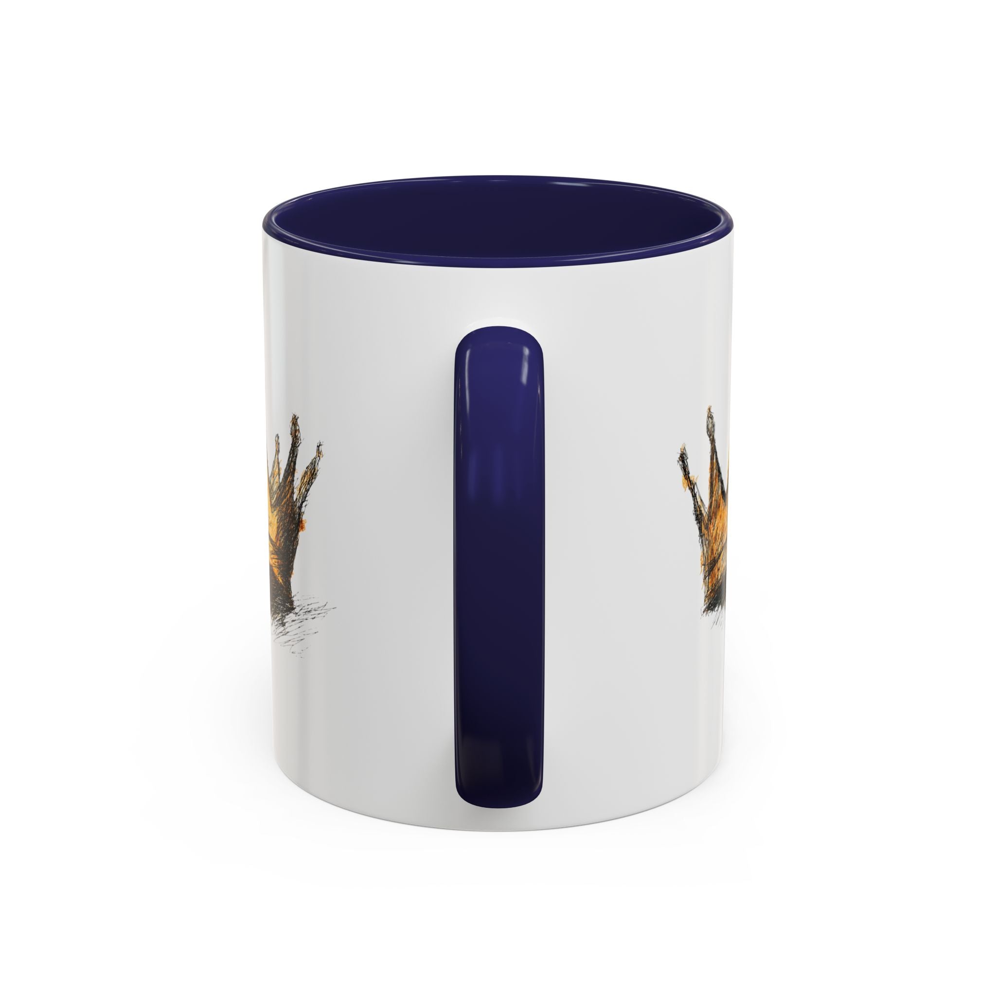 Royal Crown Accent Coffee Mug — Hand-Sketched Gold Crown Design