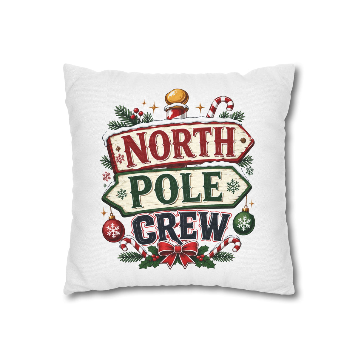 Christmas North Pole Crew Holiday Pillowcase — Christmas Decorative Throw Pillow