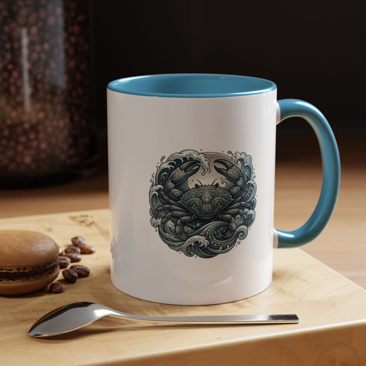 Cancer Zodiac Crab Ocean Crest Accent Coffee Mug
