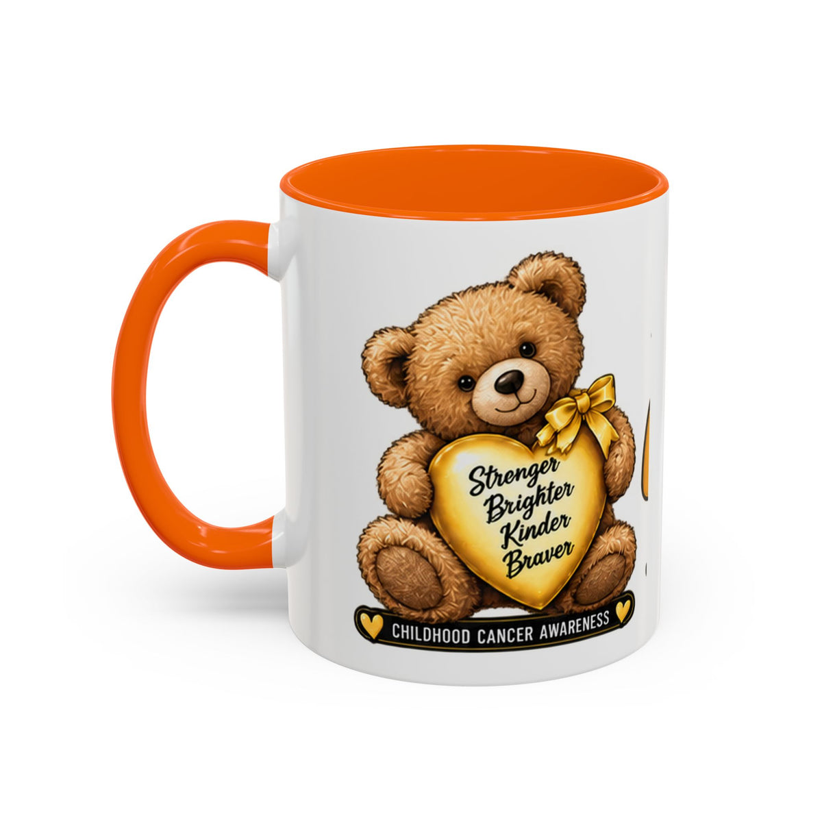 Gold Ribbon Teddy Bear Childhood Cancer Awareness Accent Mug (11/15oz)