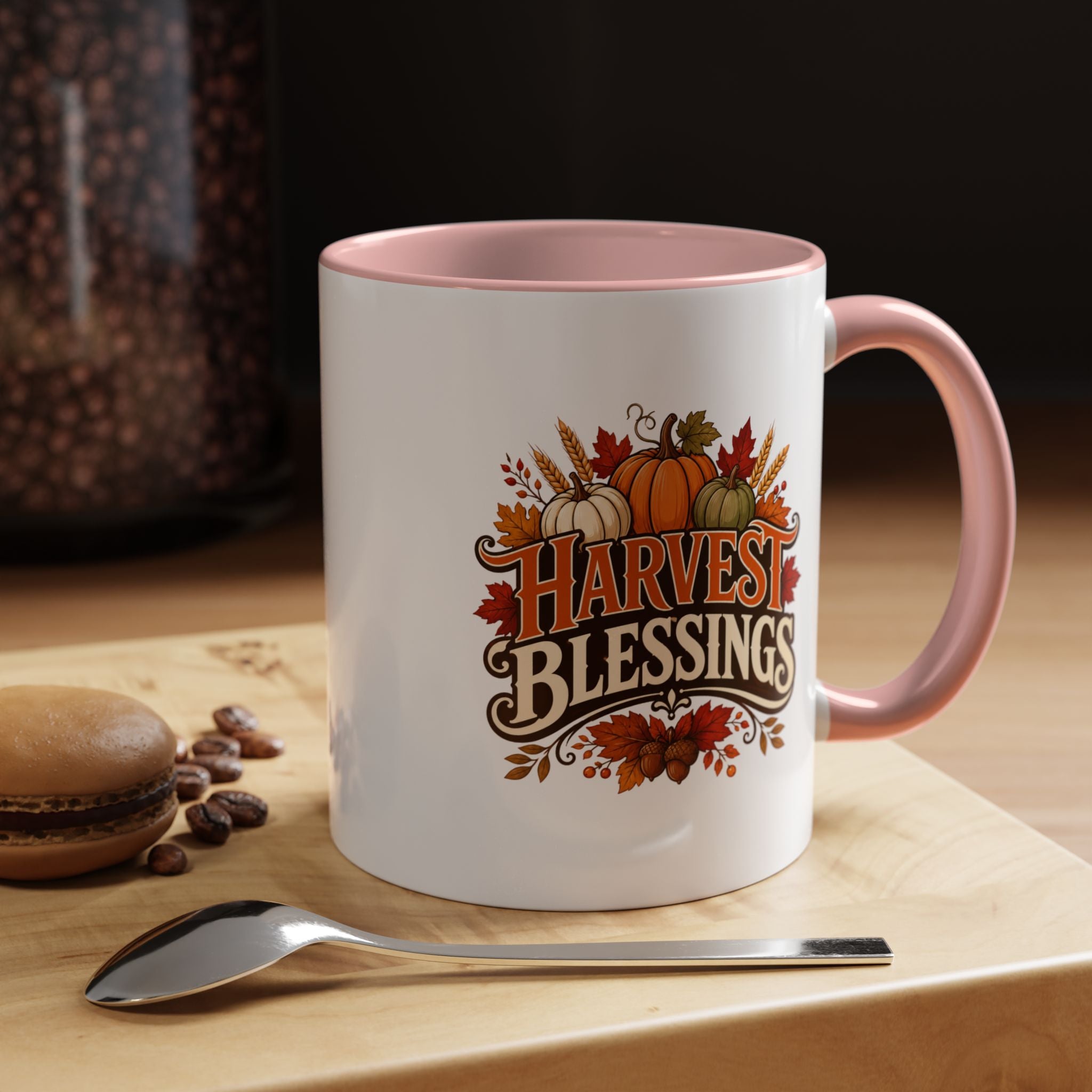 Thanksgiving Mug Harvest Blessings Coffee Mug — Thanksgiving Pumpkin Accent Mug