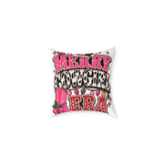 Merry Cowgirl Era Modern Day Christmas Square Poly Canvas Pillow