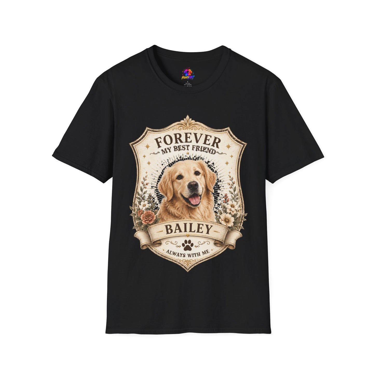 Dog Memorial T-Shirt — "Forever My Best Friend" Personalized Golden Retriever Tribute