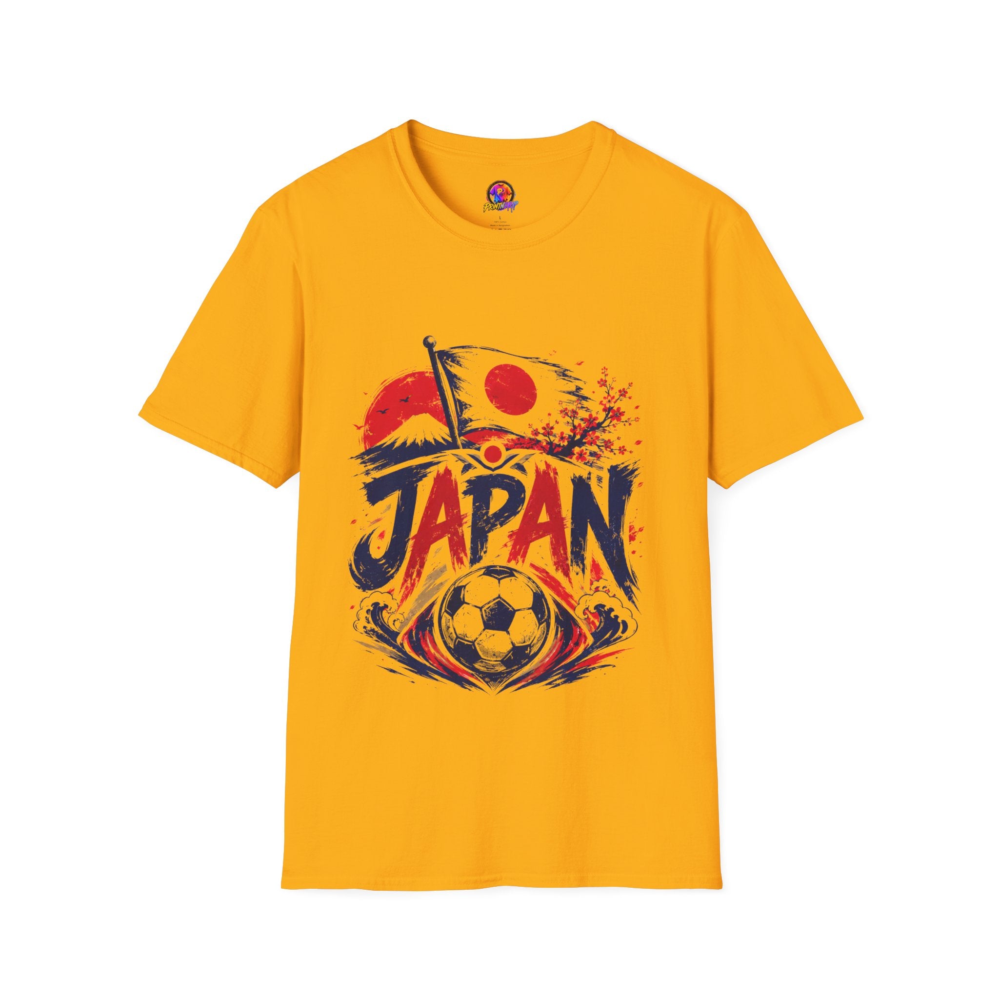 Japan Soccer T-Shirt — Japanese Flag & Cherry Blossom Football Graphic