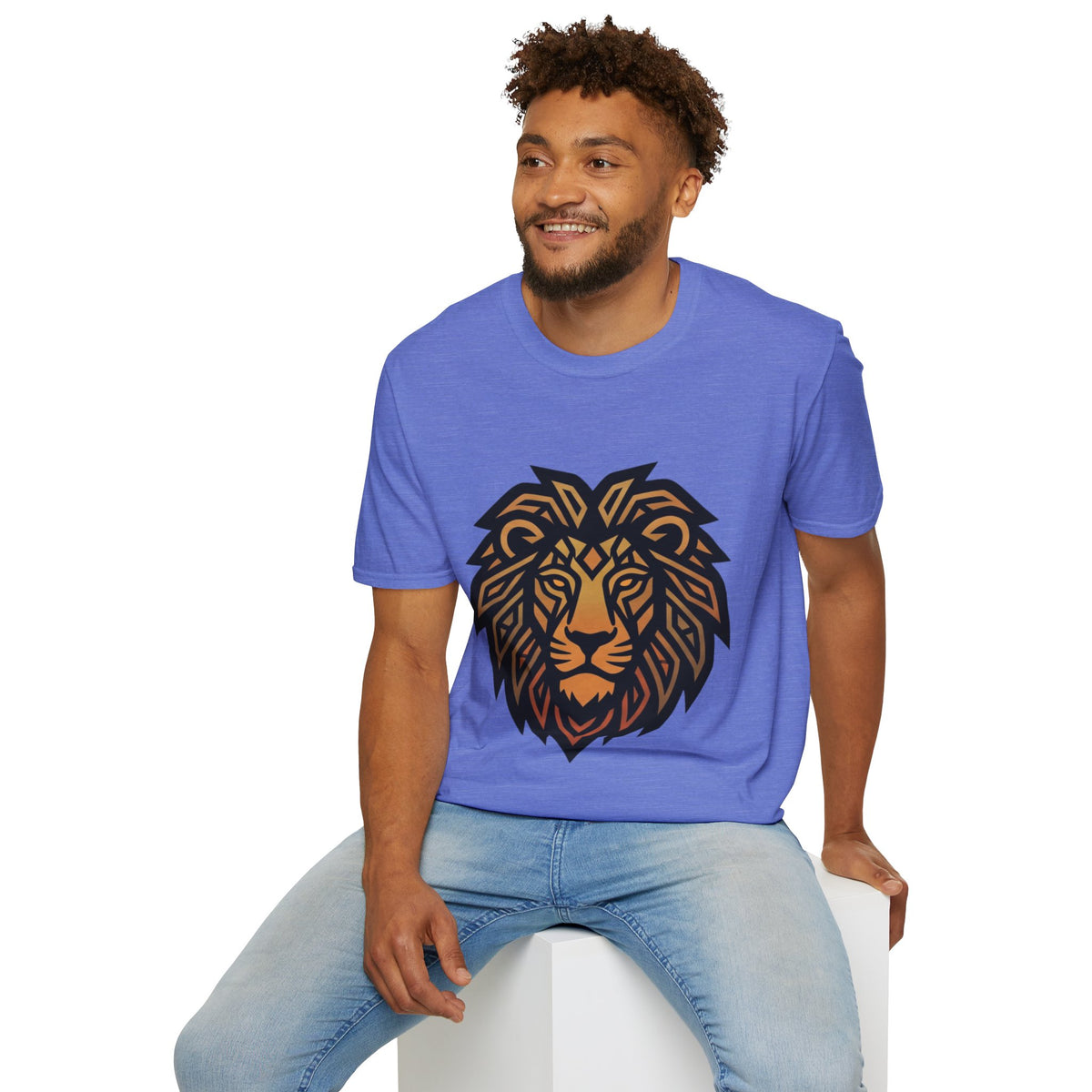Leo Zodiac Lion Head T-Shirt — Geometric Tribal Lion Graphic Tee