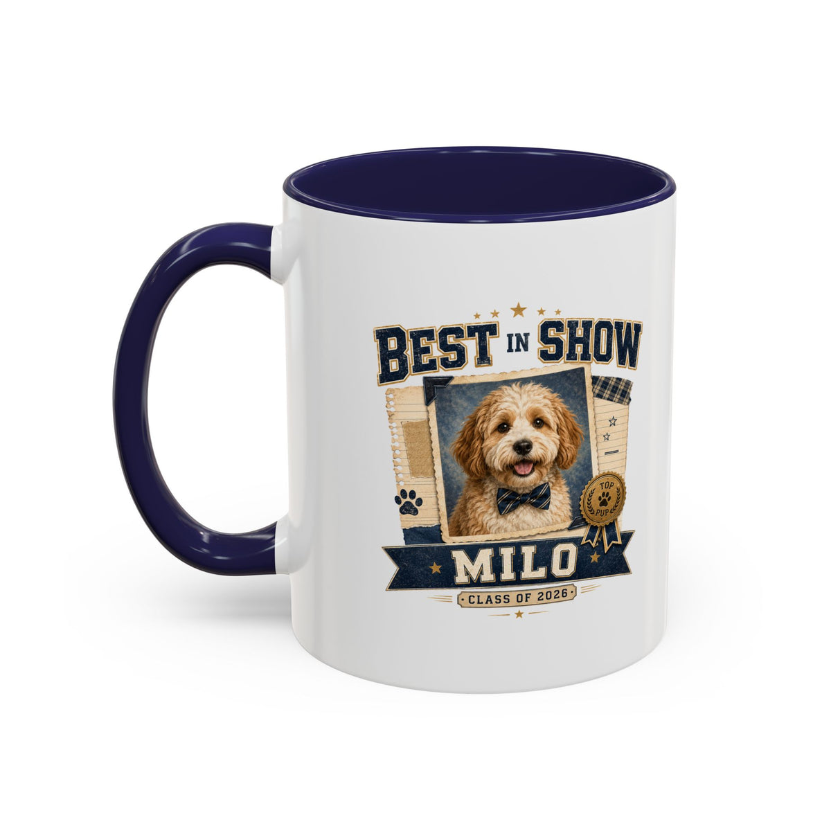 Milo Bailey Dog Dad Mom Best in Show Personalized Dog Mug — "Milo" Photo Accent Coffee Mug