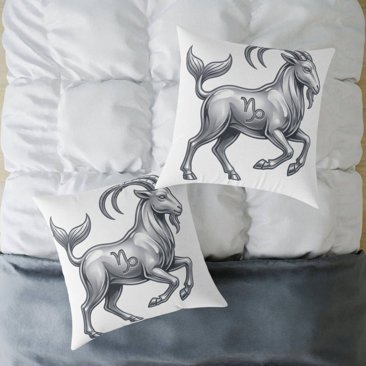 Capricorn Zodiac Pillow — Silver Goat Astrology Throw Pillow