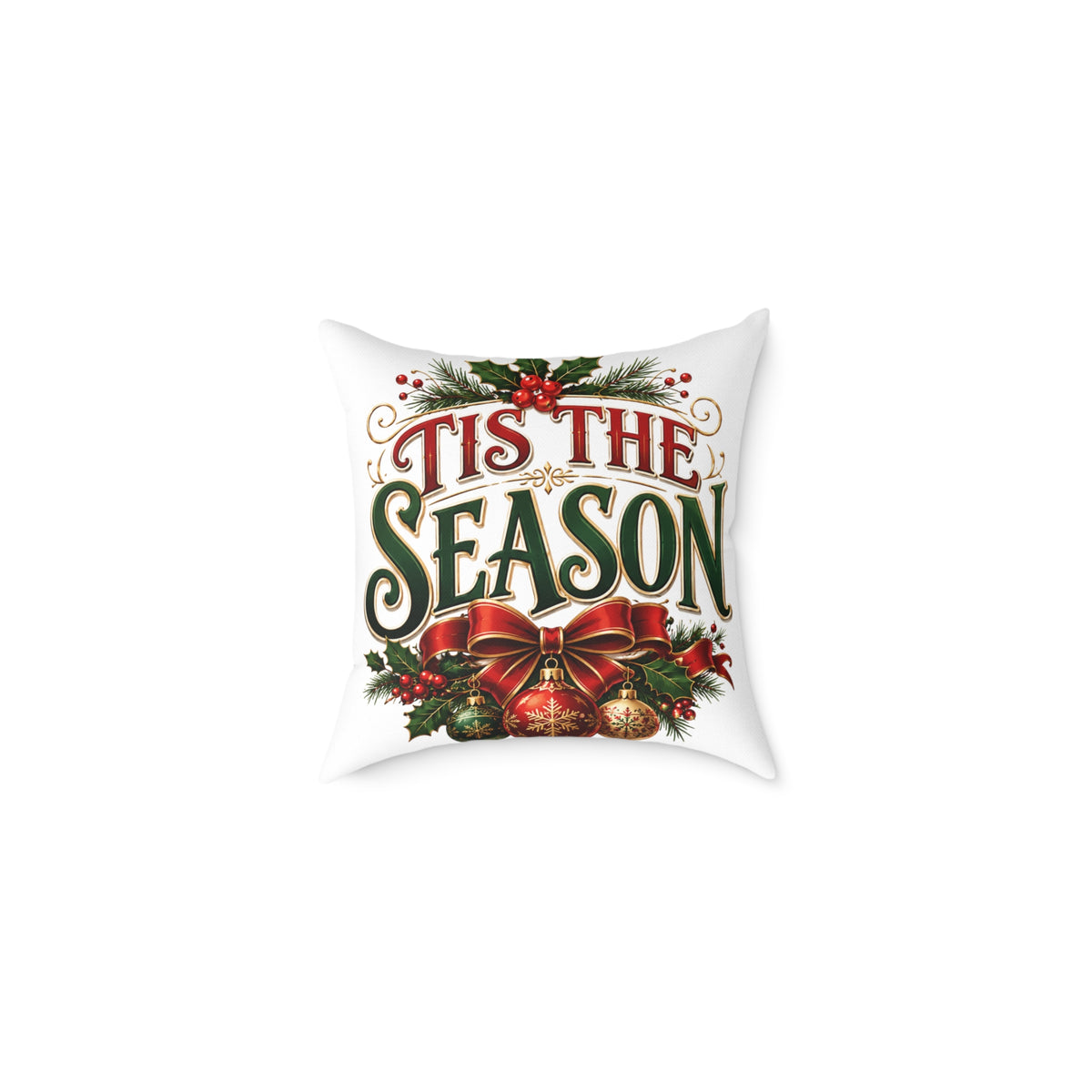 Christmas 'Tis The Season Holiday Throw Pillow – Festive Christmas Decorative Cushion