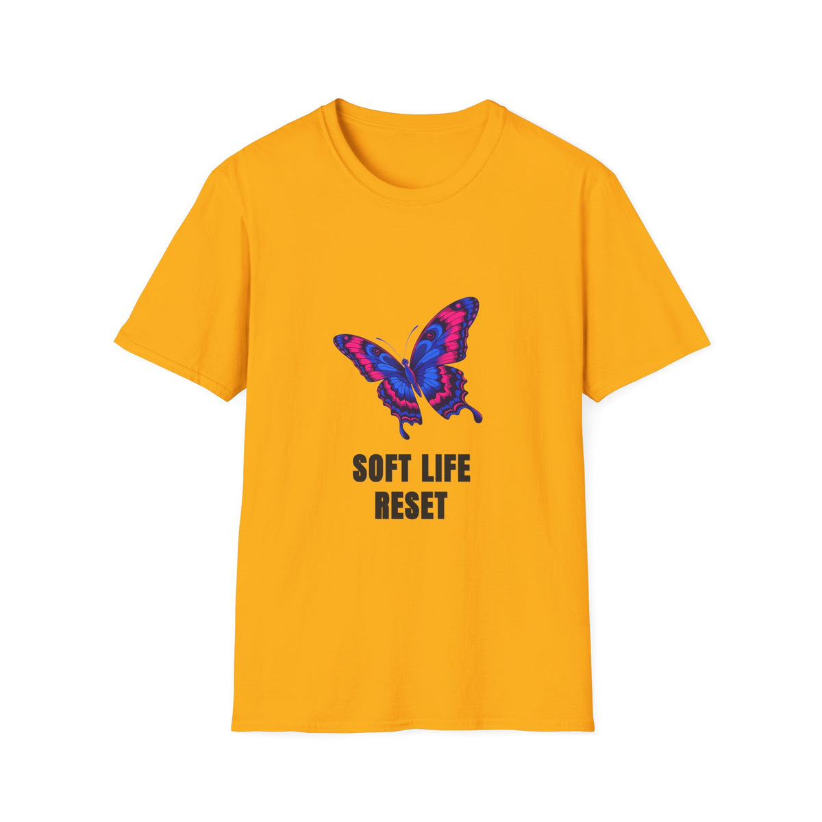 Butterfly 'Soft Life Reset' T-Shirt — Vibrant Pink & Blue Graphic Tee - Trending Now - August 2026